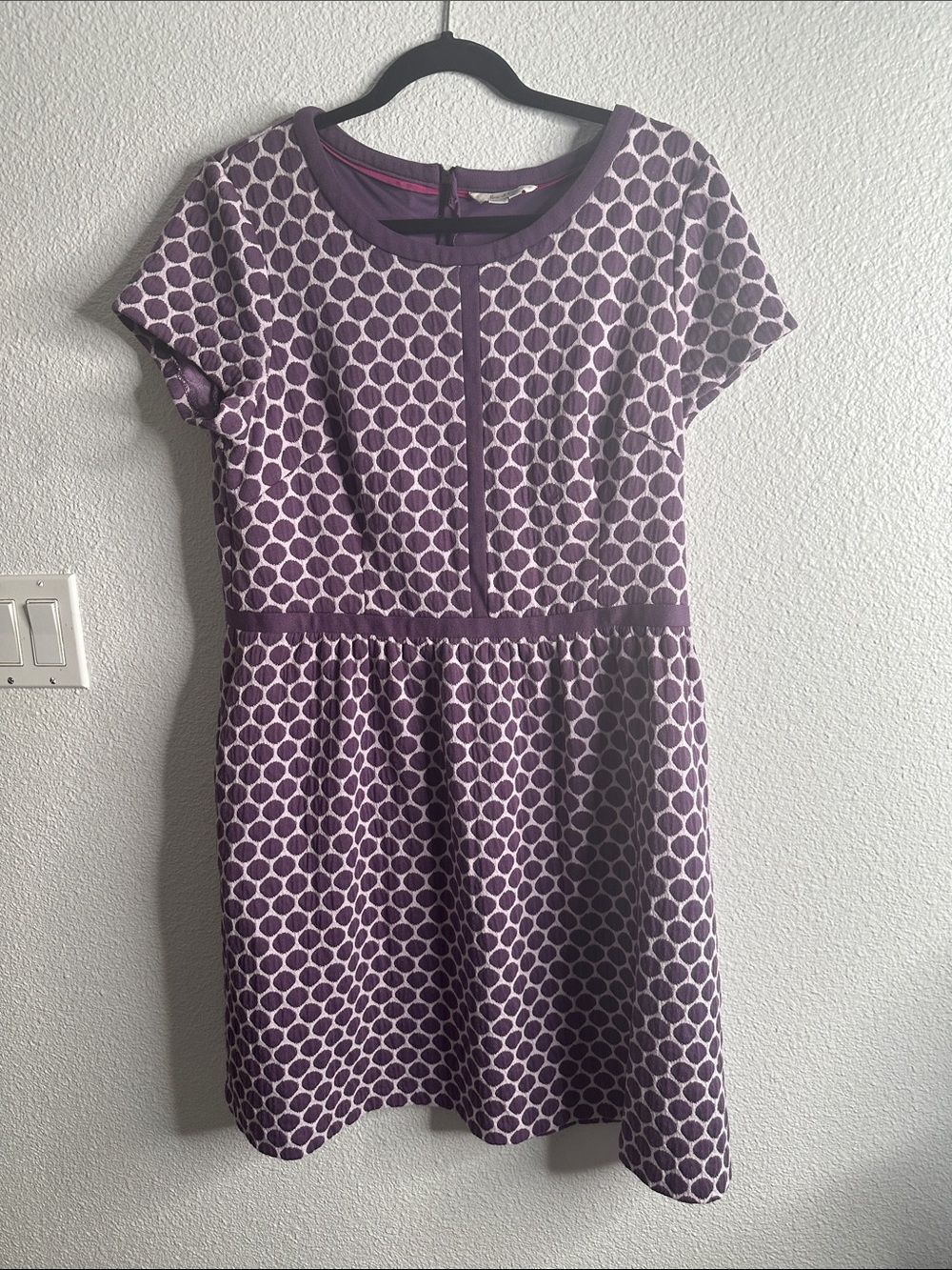 Boden Women's Purple Polka Dot Short Sleeve Dress size 12R